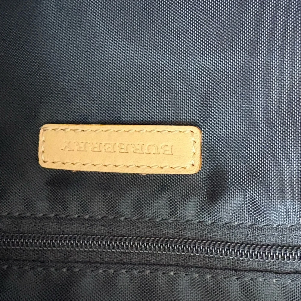 Burberry Black Canvas Tote/ Tan Leather Handles with Nova Check Bottom/Interior - Picture 8 of 16